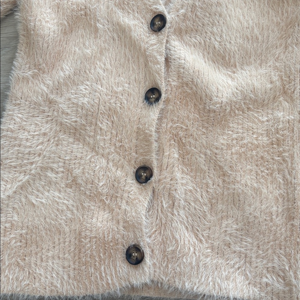 Industry Republic Clothing Cozy Faux Fur Fuzzy Knit Button Front Ribbed Cardigan - Picture 5 of 11